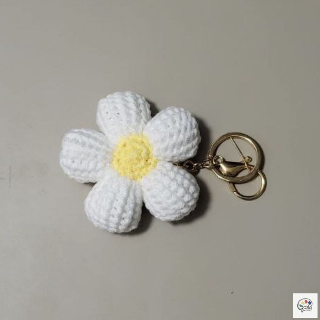 Tunisian Flower Keychain