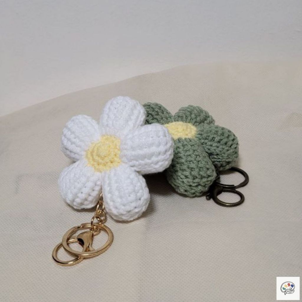 Tunisian Flower Keychain