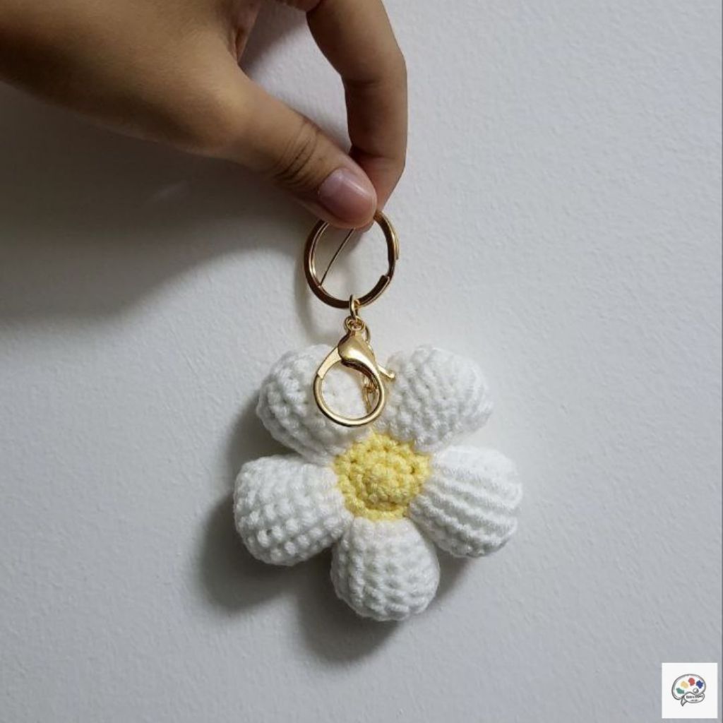 Tunisian Flower Keychain